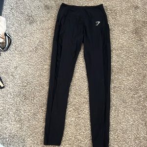 Black Gymshark Full Length leggings with mesh panels